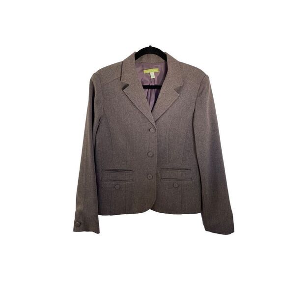 Sigrid Olsen women’s blazer/jacket, brown taupe multicolor, metallic thread, siz - Picture 2 of 5